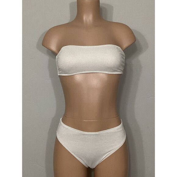 New. Nordstrom ivory & gold metallic thread bikini. Normally $119 - Picture 9 of 12